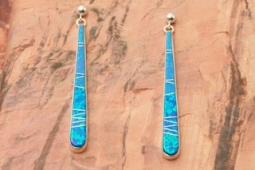 Calvin Begay Fire and Ice Opal Sterling Silver Earrings